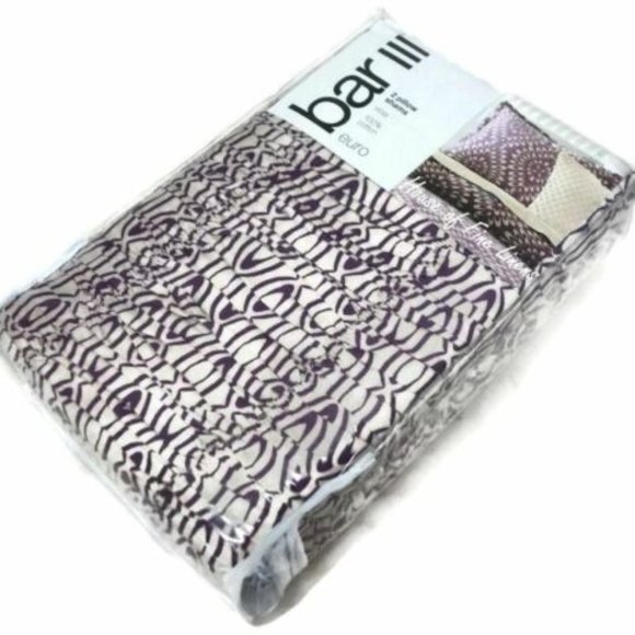 Bar III Viola Euro Sham Pair Cotton Purple/White - Picture 3 of 5